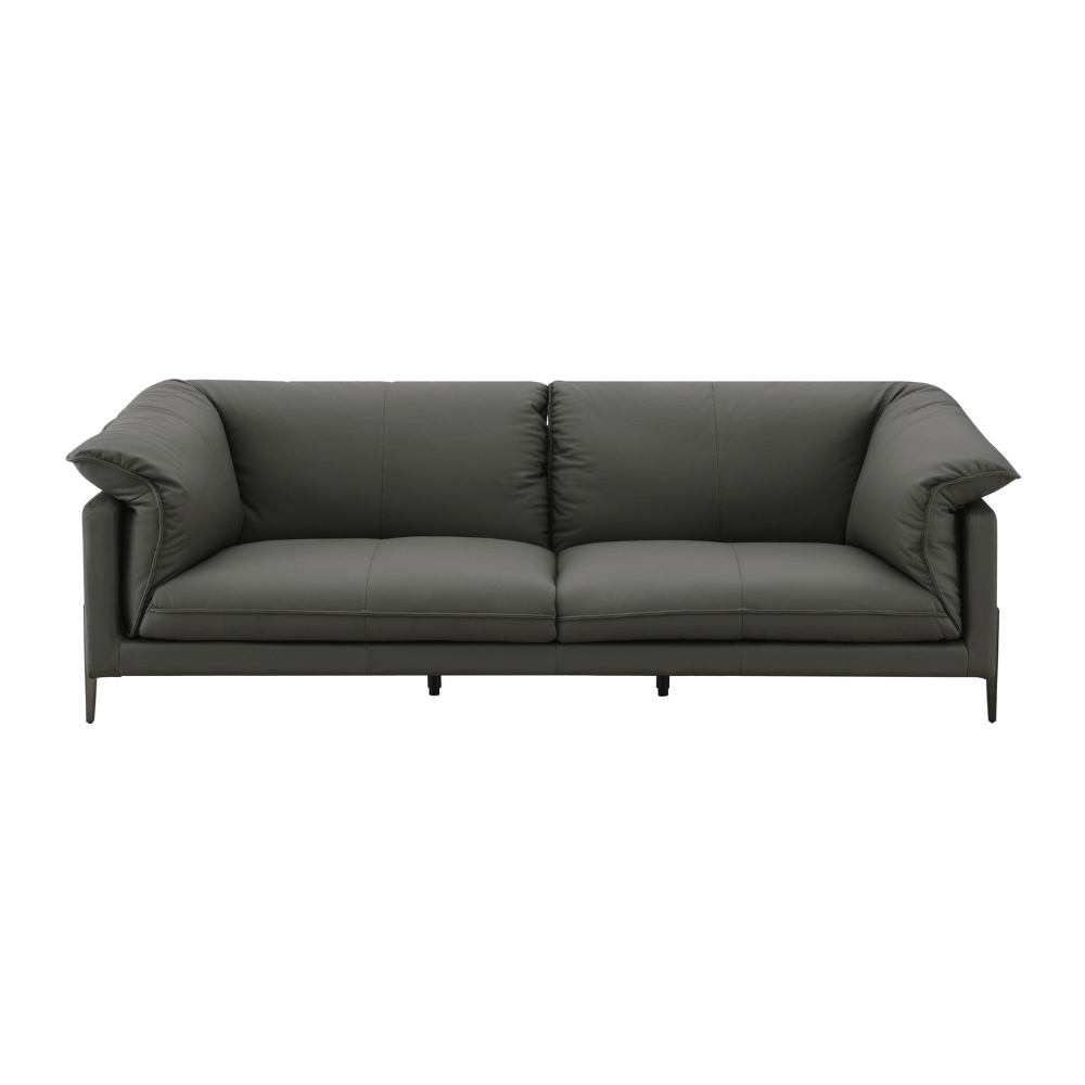 Tadi Black Top-Grain Leather Loveseat 69" – Modern Luxury 2-Seat Sofa with deep seating and minimalist design.