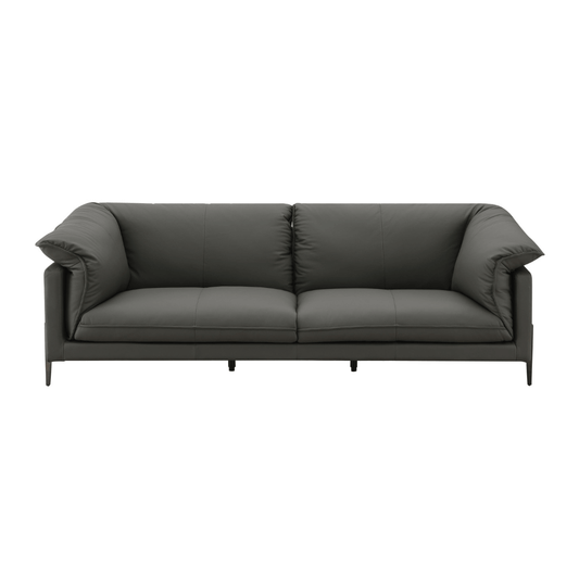 Tadi Black Top-Grain Leather Loveseat 69" – Modern Luxury 2-Seat Sofa with deep seating and minimalist design.
