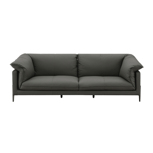 Tadi Black Top-Grain Leather Sofa 97" – Modern Luxury Statement Couch in sleek black leather design.