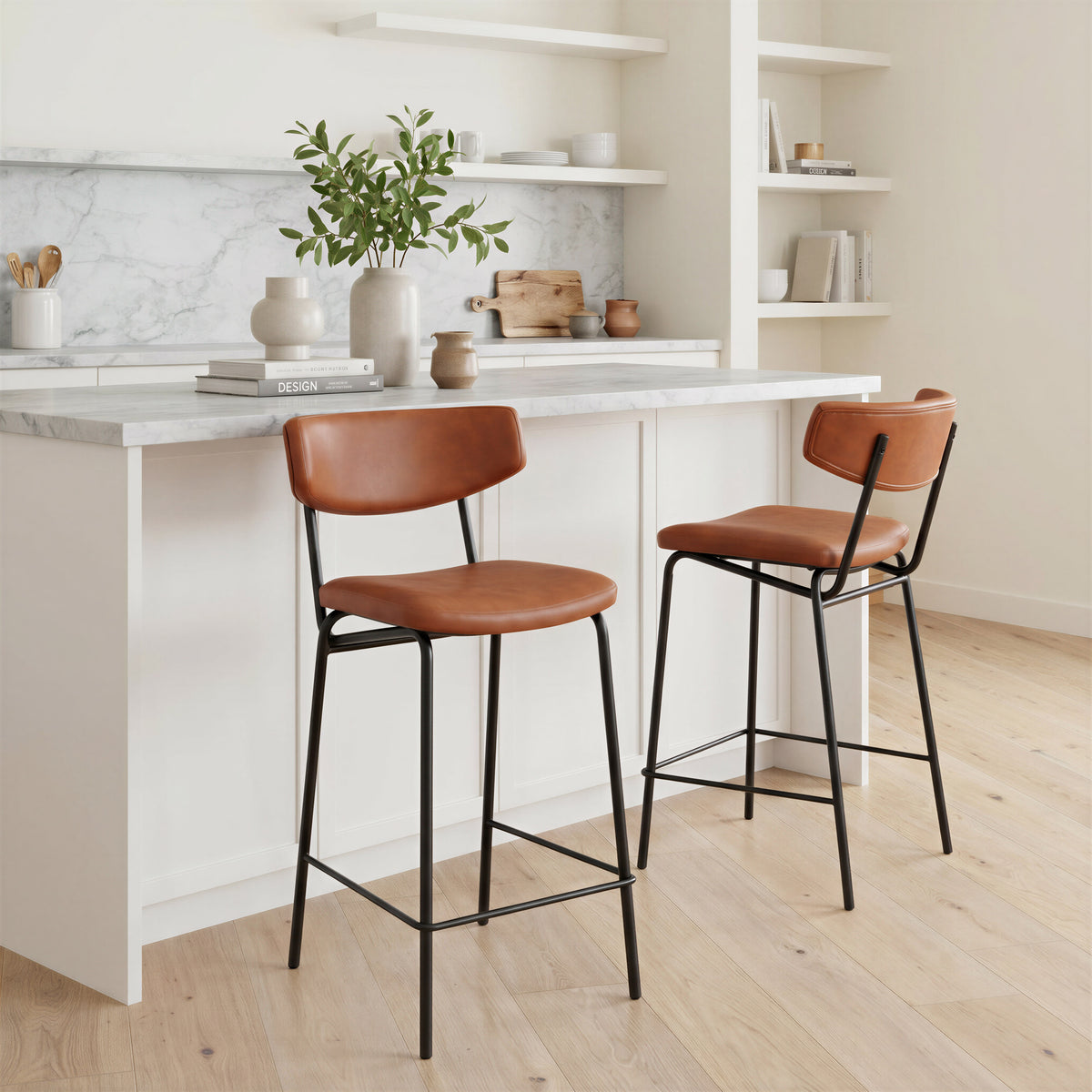 Charon Counter Stool (Set of 2) in Vintage Brown