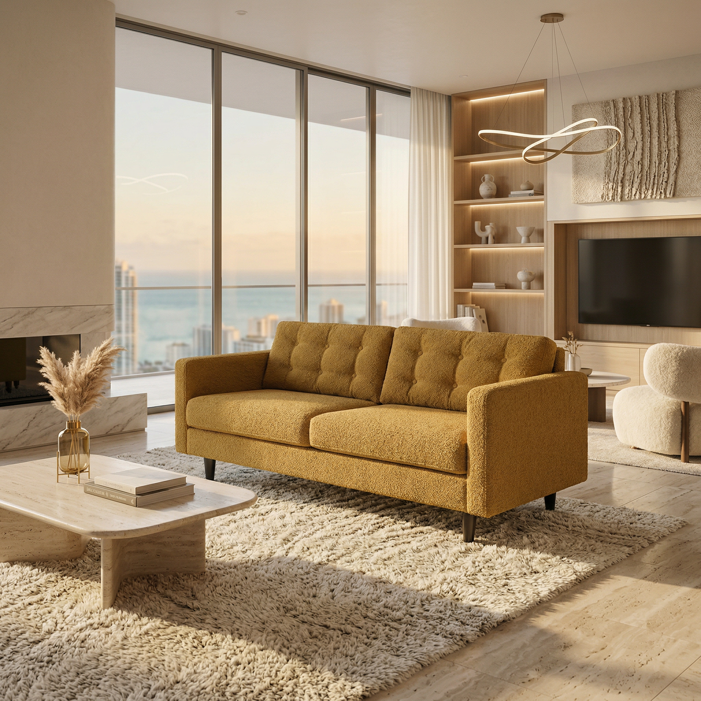 Talmadge Sofa – 92" Made-in-USA Sofa, Sage Green & Mustard Yellow – view 17
