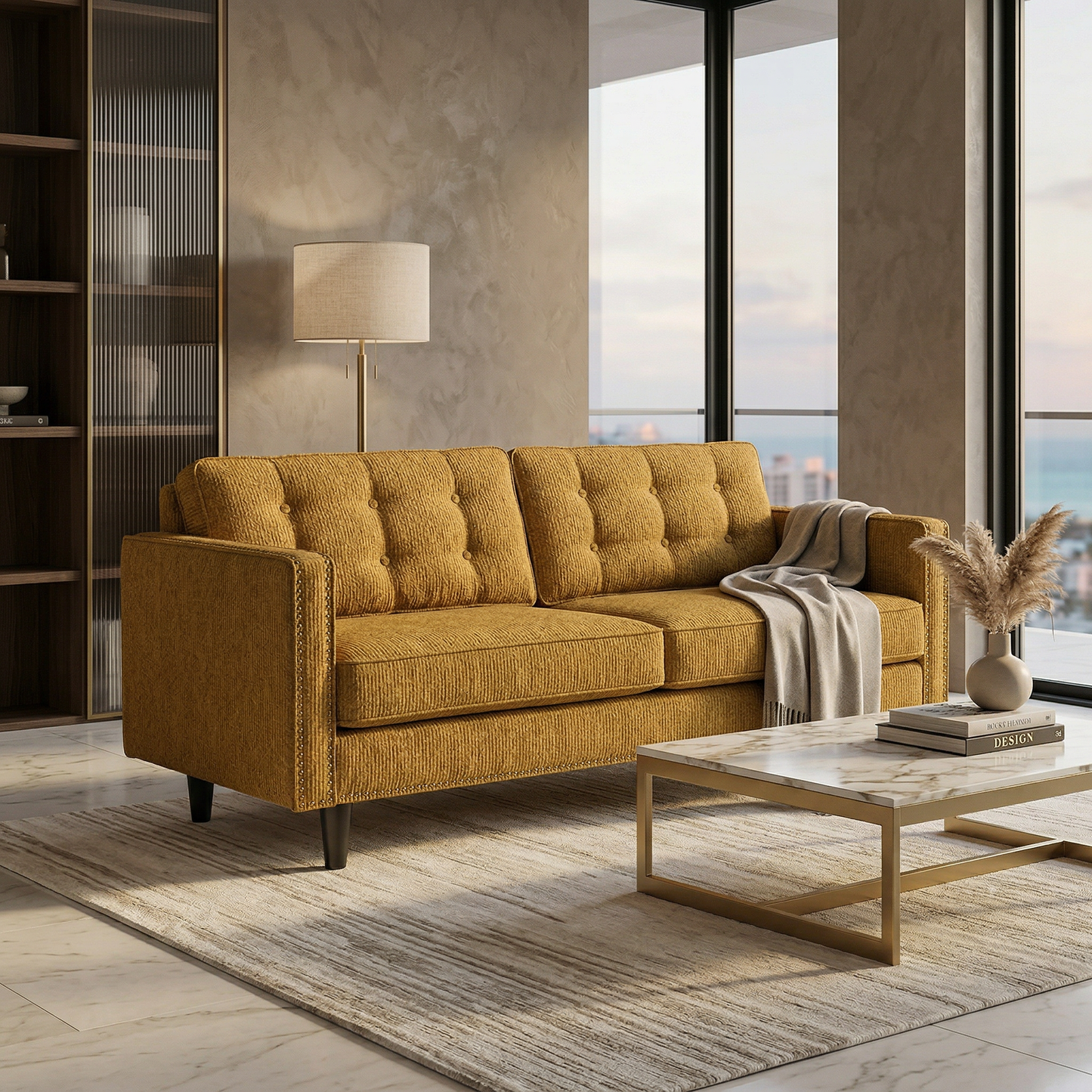 Talmadge Sofa – 92" Made-in-USA Sofa, Sage Green & Mustard Yellow – view 19