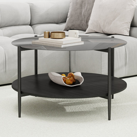 Talon Black Glass Coffee Table – 32.28" Round Coffee Table – view 2