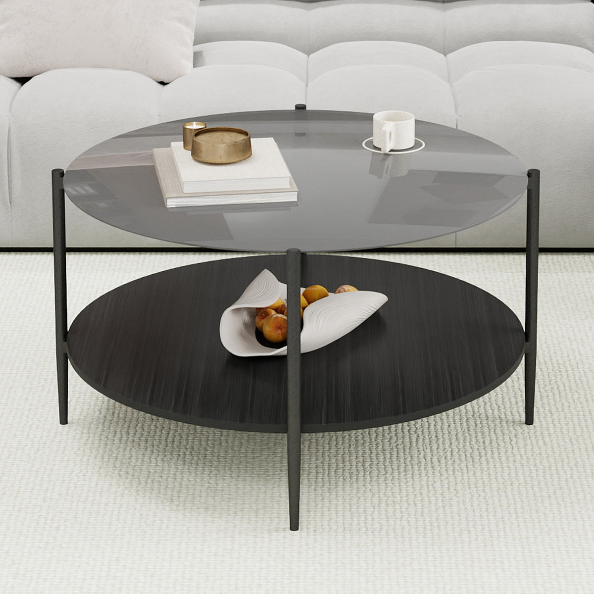 Talon Black Glass Coffee Table – 32.28" Round Coffee Table – view 3