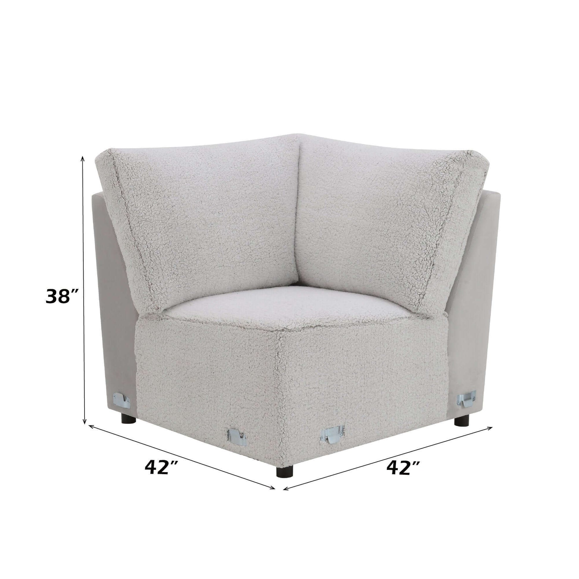 Tarrance Modular Gray Sherpa & Velvet Power Recliner Sectional with Multifunction Console 165" corner seat.