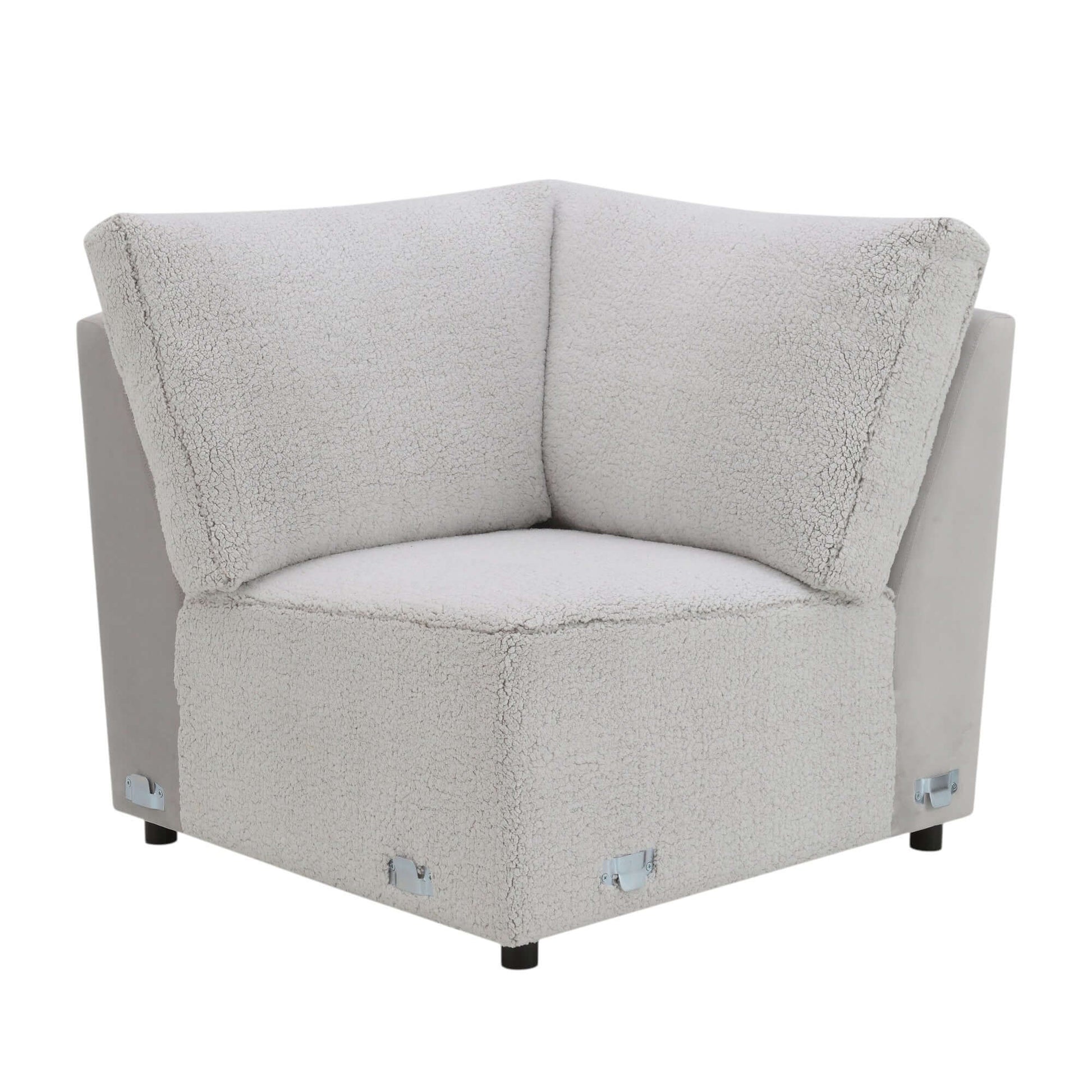 Tarrance Modular Gray Sherpa & Velvet Power Recliner Sectional with Multifunction Console 165" corner chair