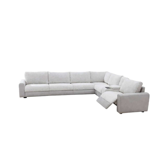 Tarrance Modular Gray Sherpa & Velvet Power Recliner Sectional with Multifunction Console 165" in spacious design