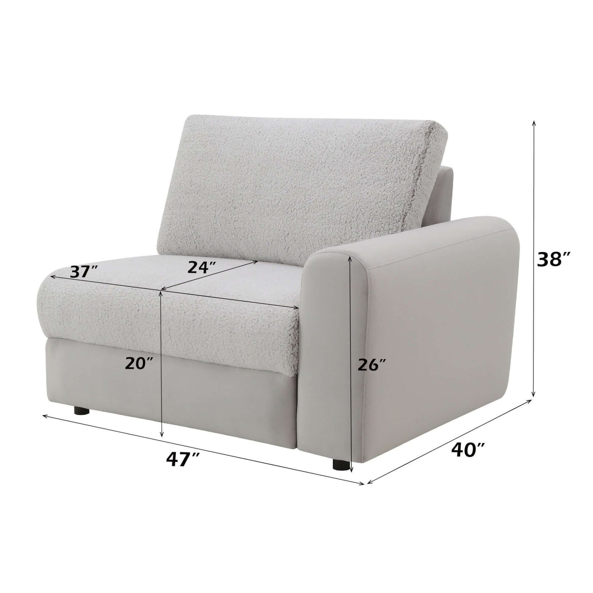 Tarrance Modular Gray Sherpa & Velvet Power Recliner Sectional with Multifunction Console 165" dimensions and plush design.