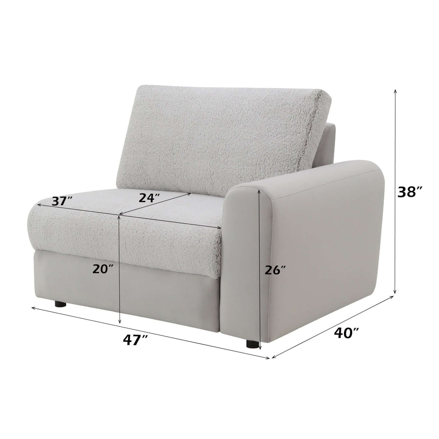 Tarrance Modular Gray Sherpa & Velvet Power Recliner Sectional with Multifunction Console 165" dimensions and plush design.