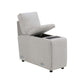 Tarrance Modular Gray Sherpa & Velvet Power Recliner Sectional with Multifunction Console 165" storage console open.
