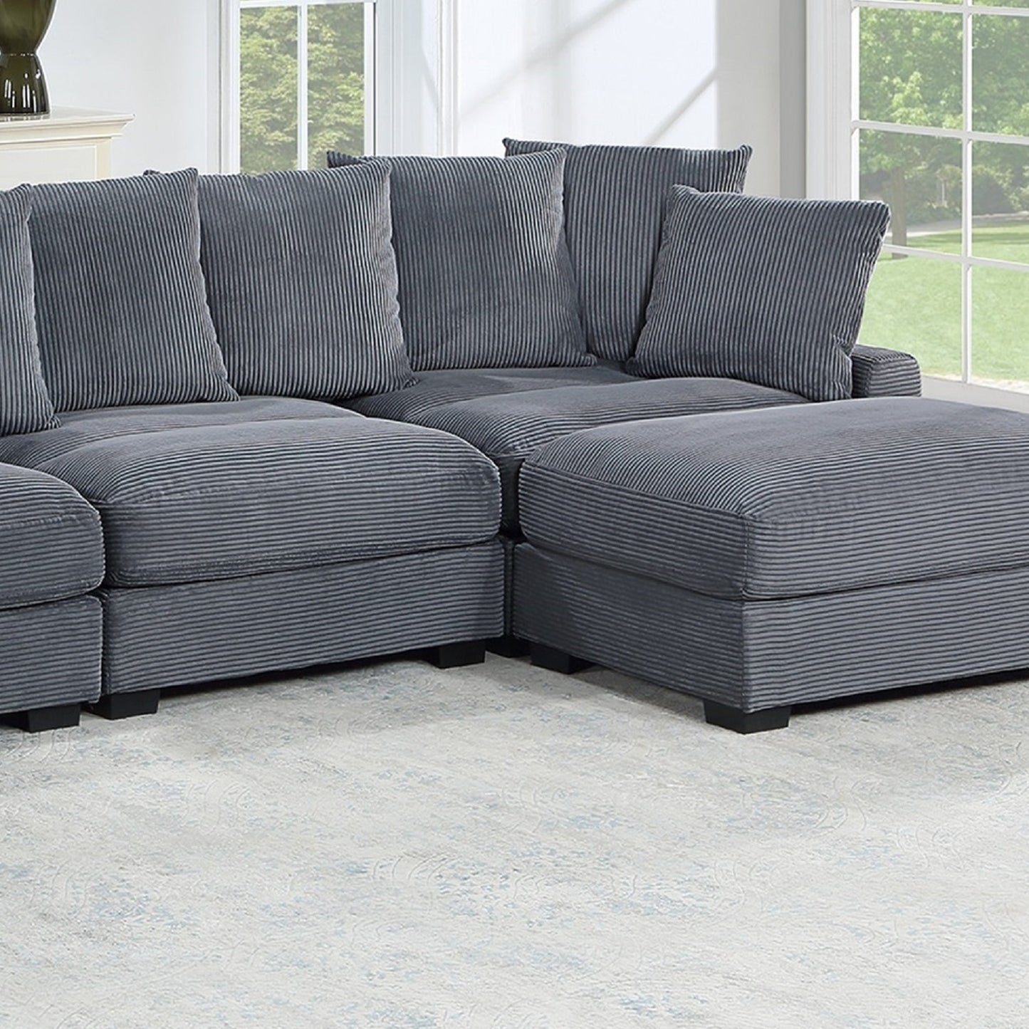 Thackeray 5-Piece Modular Sectional Set – Dark Gray Corduroy Sofa – view 4