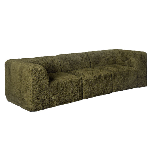 Thackeray Faux Fur Modular Sectional – 107" Olive Green Corner Sectional