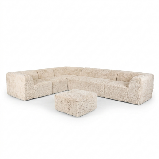 Thackery Modular L-Sectional Sofa – Sand Faux Fur, 7-Piece – view 5