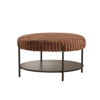 Thackery Round Ottoman Coffee Table – Brown Faux Fur, 30.9