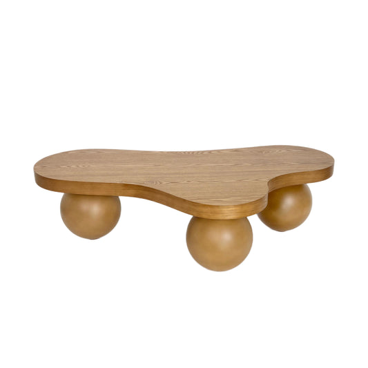 Thaddeus Ash Wood Veneer Coffee Table – 46" Cloud-Shape Accent Table