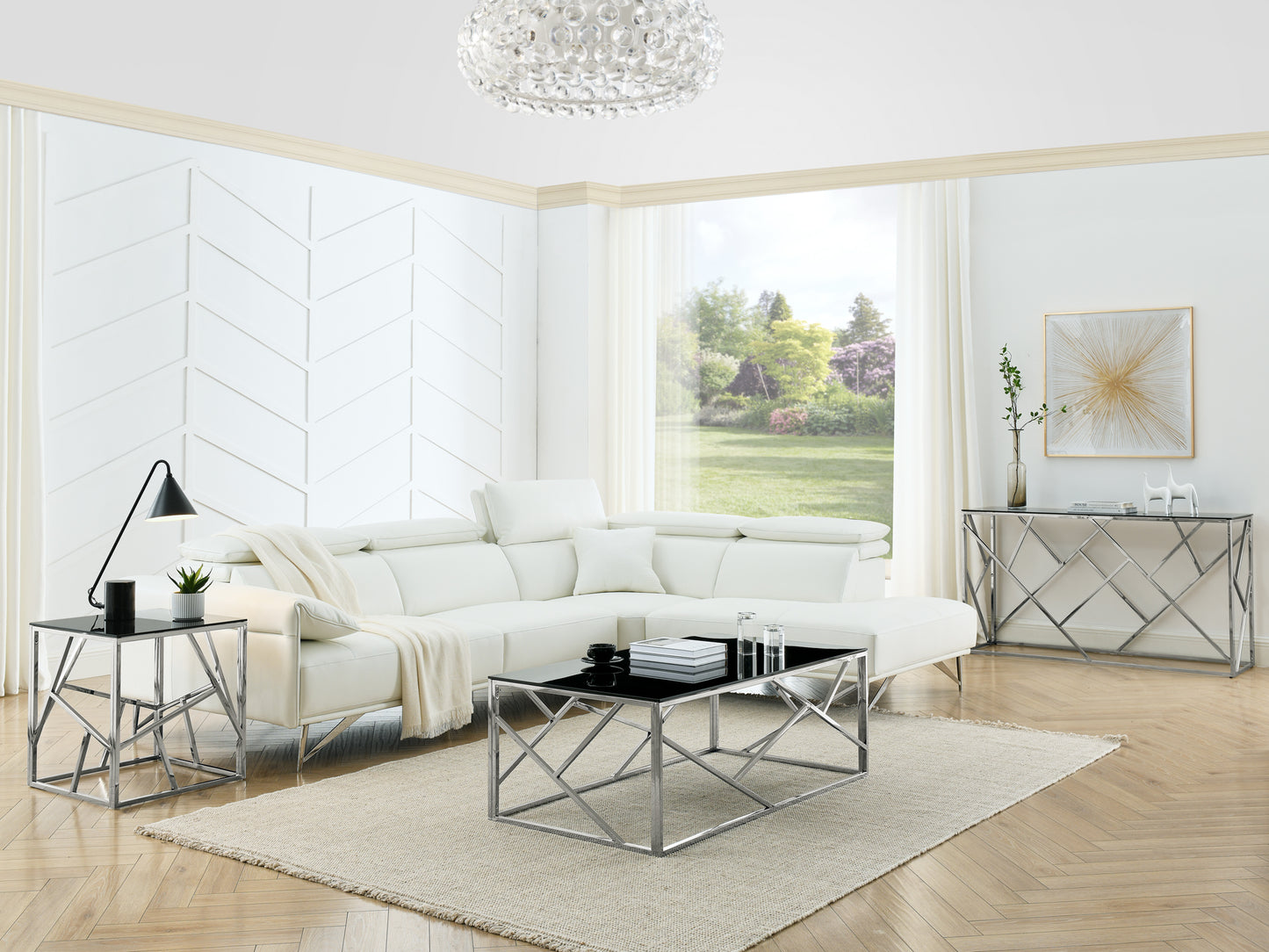 Thalia Chrome Stainless Steel Coffee Table – 48" – view 6