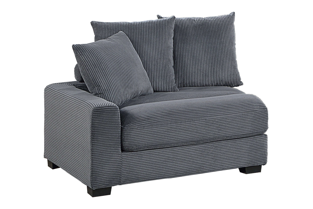 Thatcher 4-Piece Modular Sectional Set – Dark Gray Corduroy Sofa with Ottoman – view 8