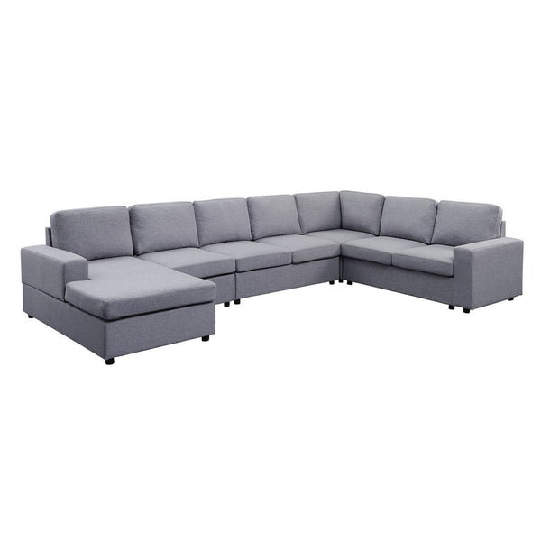 Tifton Light Gray Linen Sectional Sofa – 147