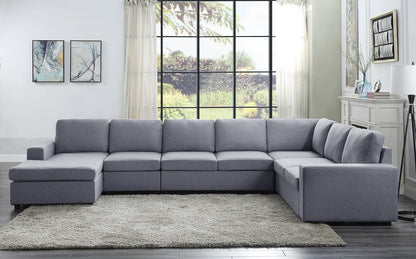 Tifton Light Gray Linen Sectional Sofa – 147" Sectional Sofa – view 2