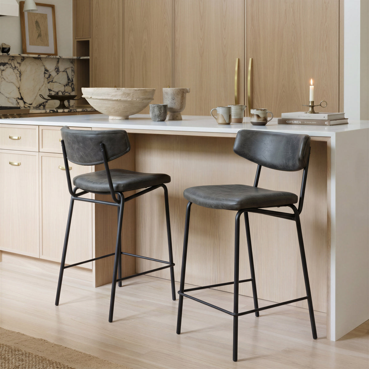 Charon Counter Stool (Set of 2) in Vintage Black