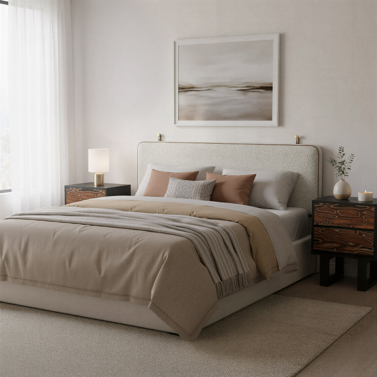 Bela Ivory Floating Queen Headboard