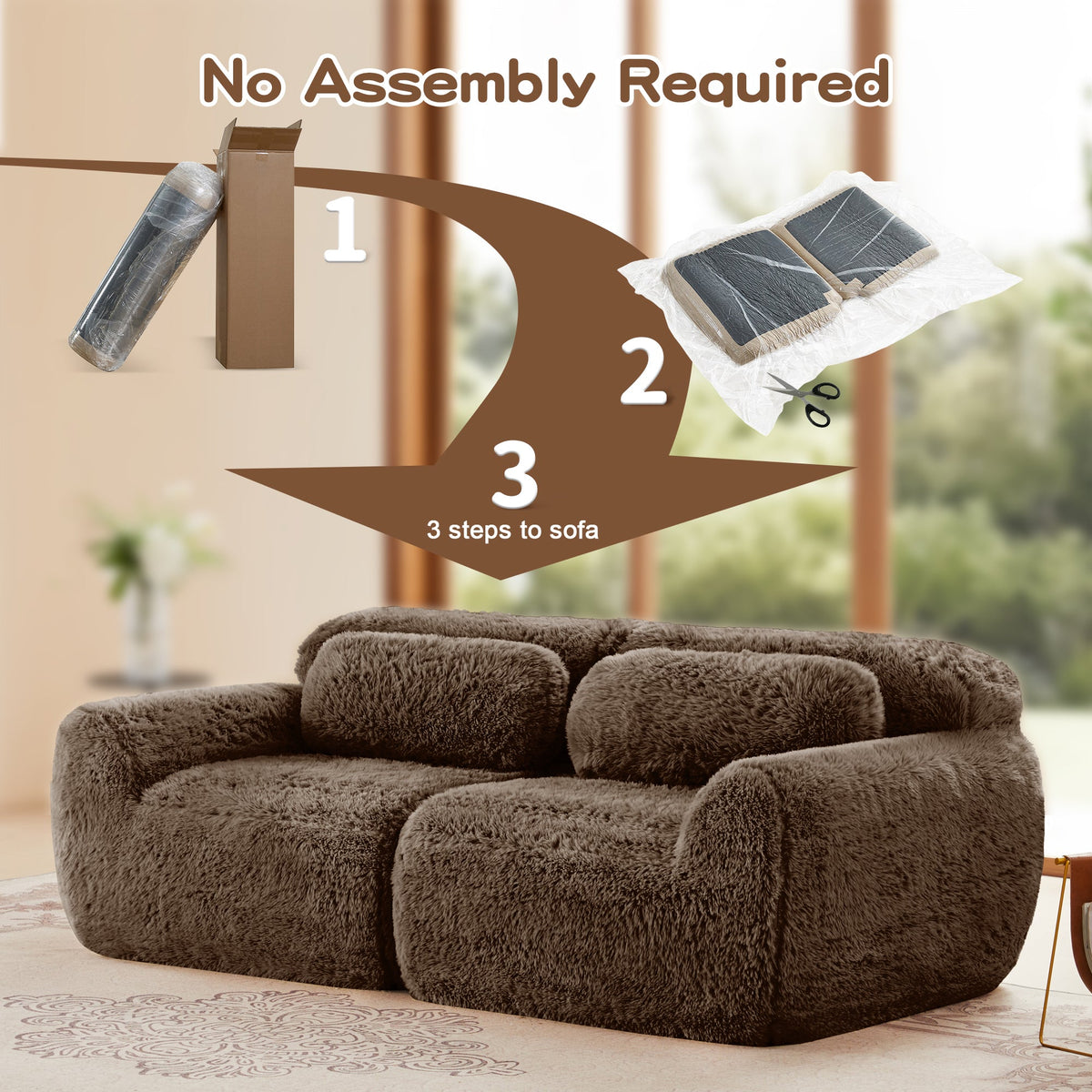 Tobias chocolate plush modular sofa