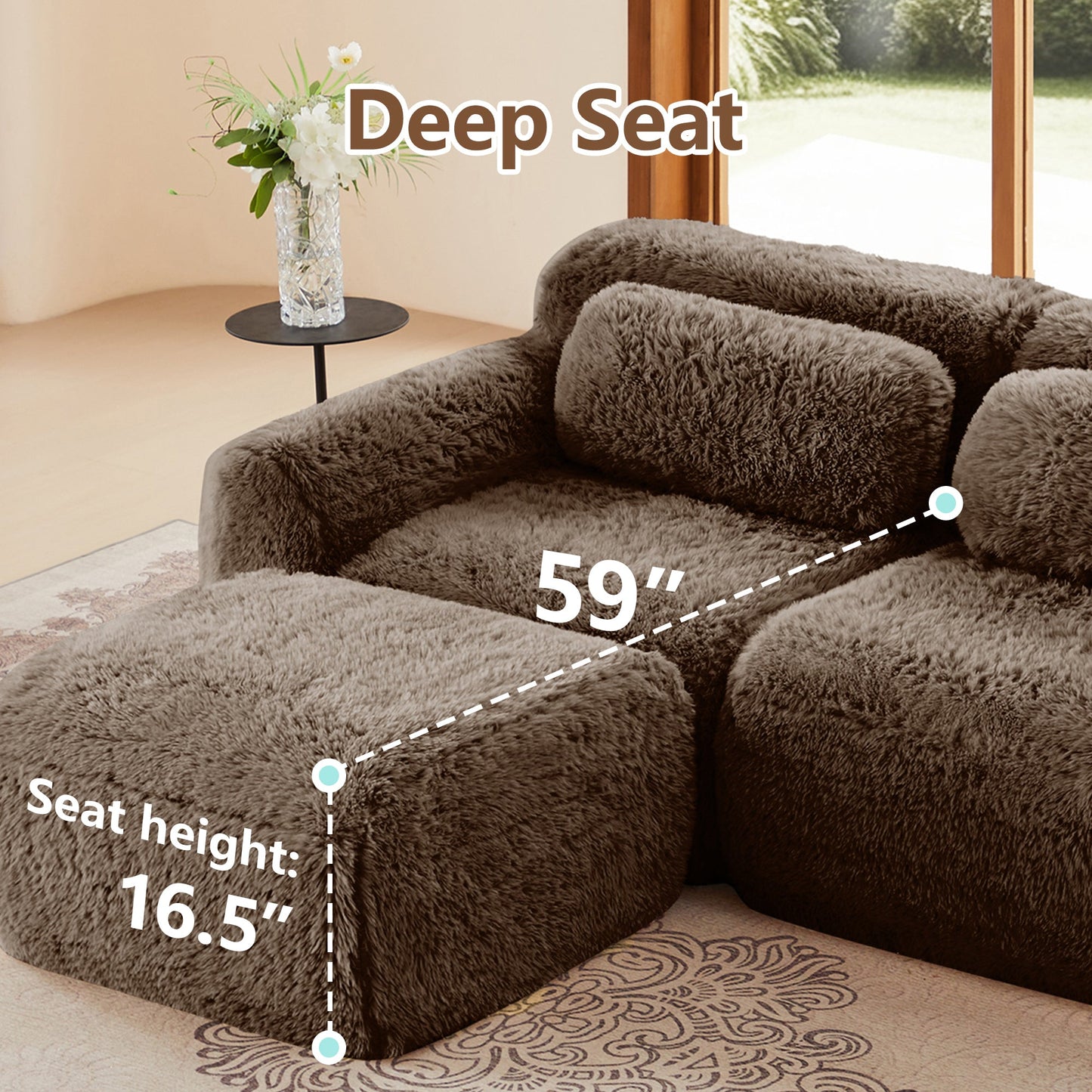 Tobias chocolate plush modular sofa