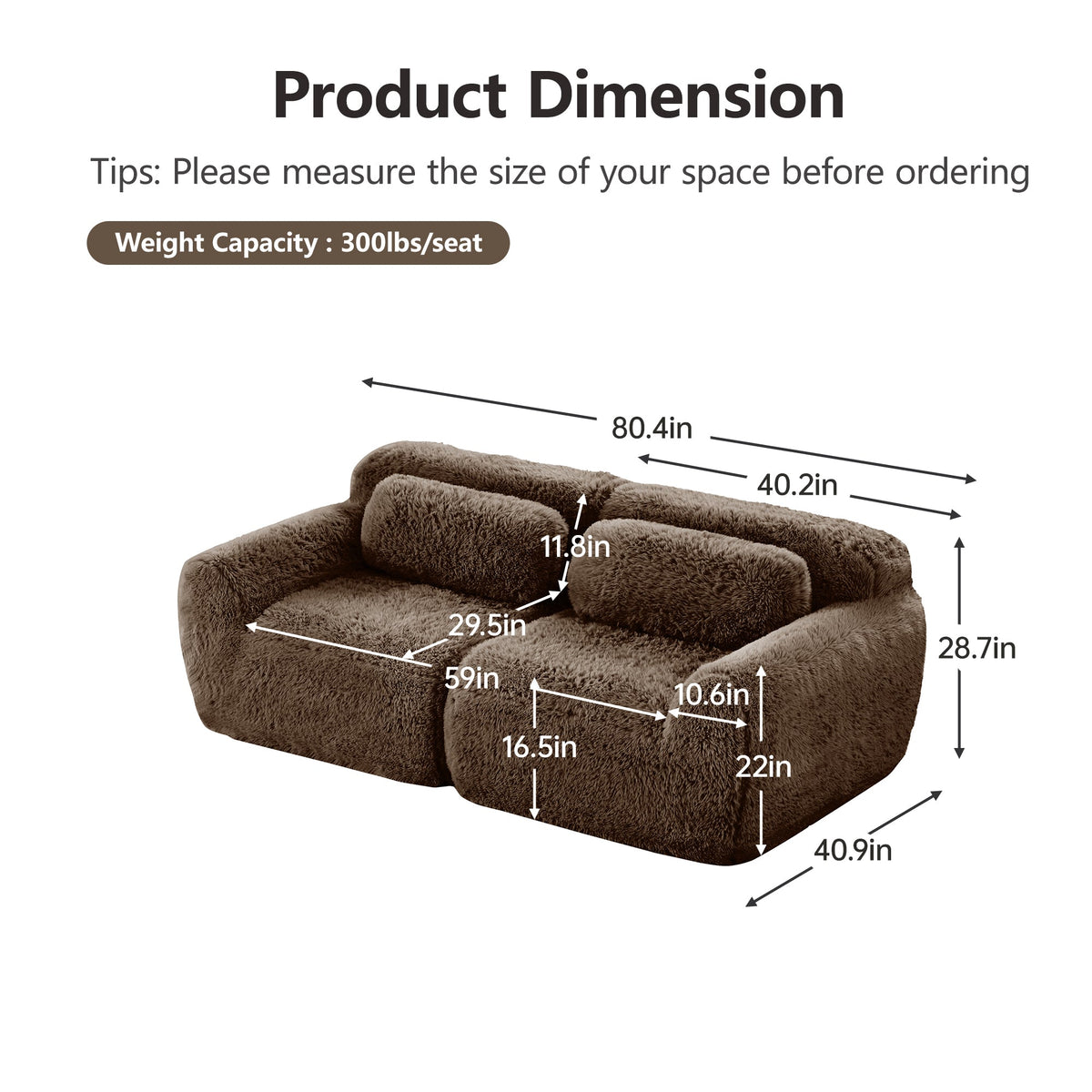 Tobias chocolate plush modular sofa