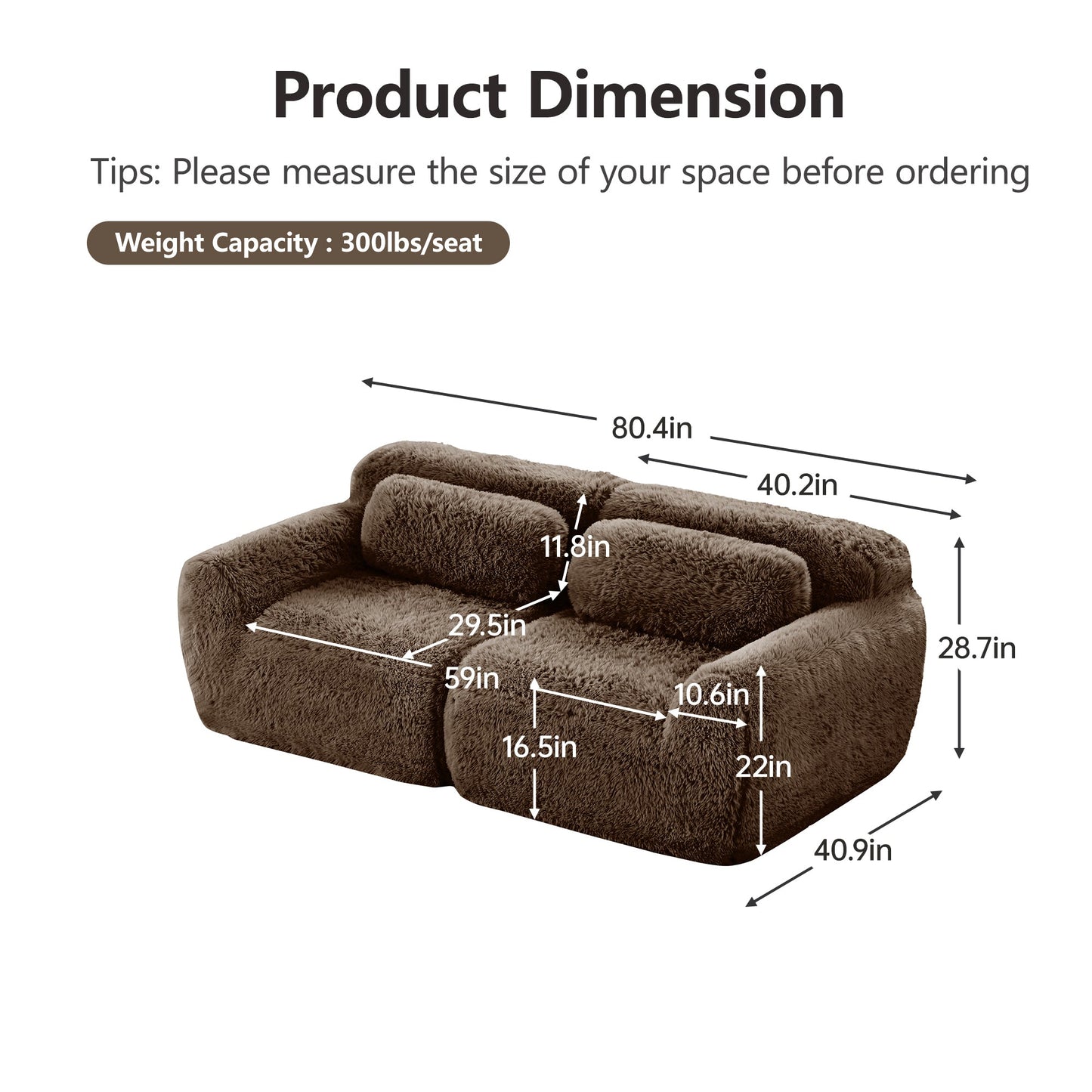 Tobias chocolate plush modular sofa