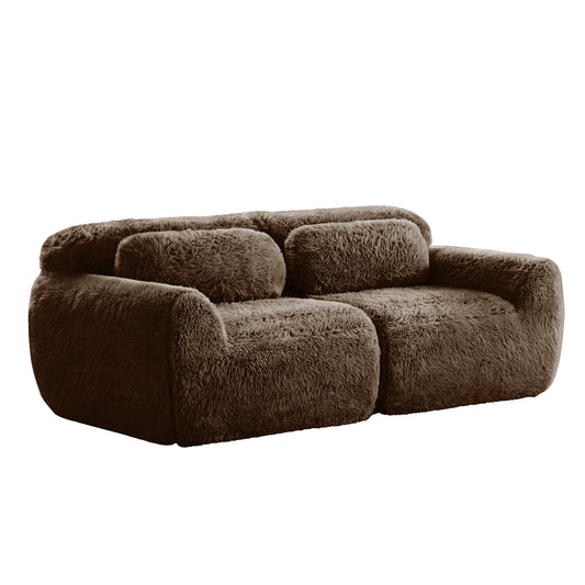 Tobias Chocolate Plush Modular Sofa – 40.9" 2-Seat Couch