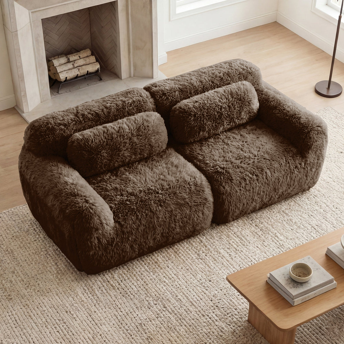 Tobias chocolate plush modular sofa