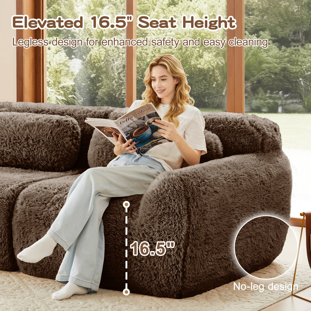 Tobias chocolate plush modular sofa