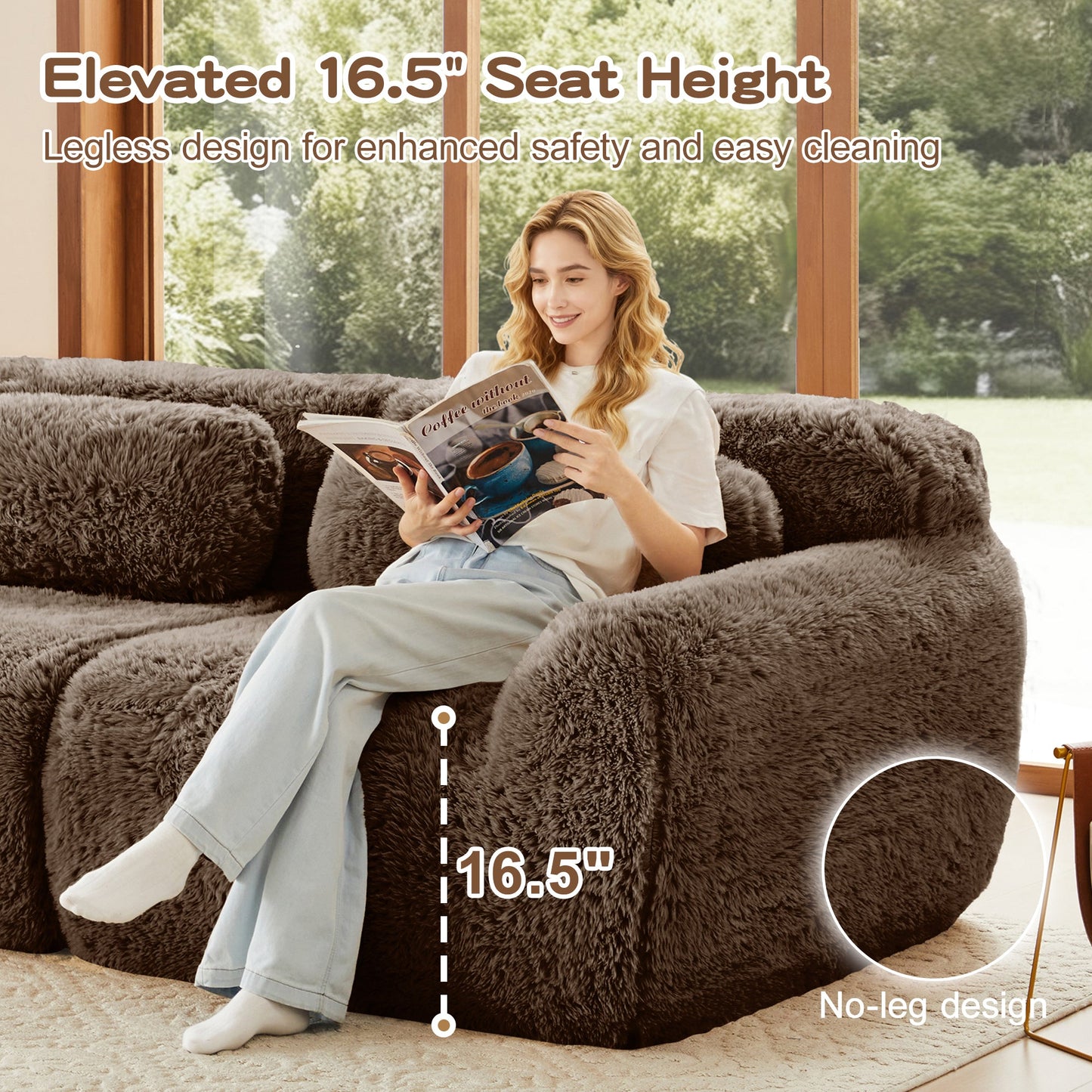 Tobias chocolate plush modular sofa