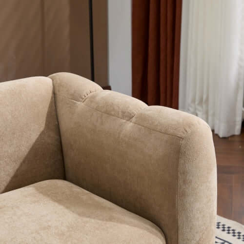 Tonson Boucle Sofa – 83” Curved Wave 3-Seater Sofa (3 Colors, Modern Sculptural Design) corner detail showing plush fabric.
