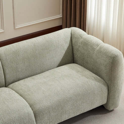 Tonson Boucle Sofa – 83” Curved Wave 3-Seater Sofa (3 Colors, Modern Sculptural Design) in plush boucle upholstery.