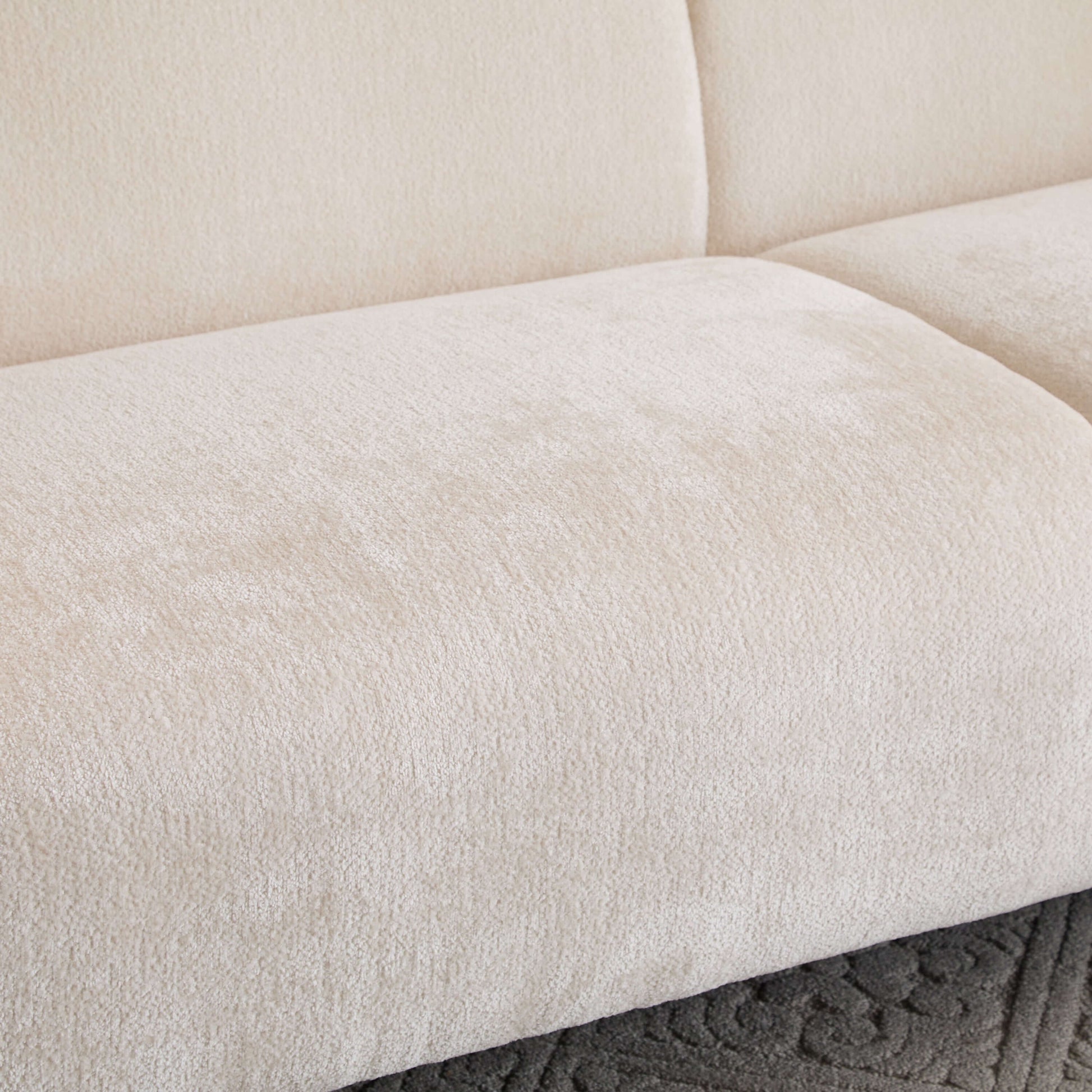 Tonson Boucle Sofa – 83” Curved Wave 3-Seater Sofa (3 Colors, Modern Sculptural Design) plush boucle upholstery detail.