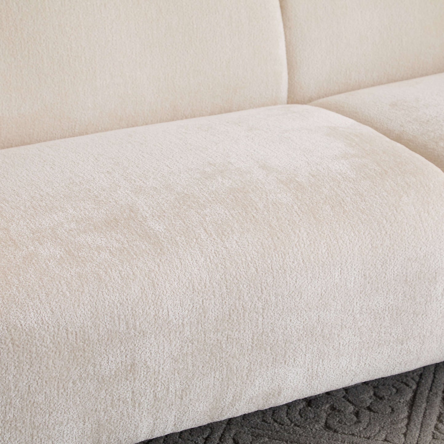 Tonson Boucle Sofa – 83” Curved Wave 3-Seater Sofa (3 Colors, Modern Sculptural Design) plush boucle upholstery detail.
