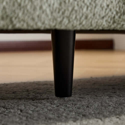 Tonson Boucle Sofa – 83” Curved Wave 3-Seater Sofa (3 Colors, Modern Sculptural Design) leg detail on plush upholstery.