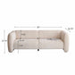 Tonson Boucle Sofa – 83” Curved Wave 3-Seater Sofa (3 Colors, Modern Sculptural Design) with dimensions displayed.