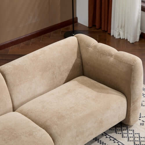 Tonson Boucle Sofa – 83” Curved Wave 3-Seater Sofa (3 Colors, Modern Sculptural Design) close-up view of plush upholstery