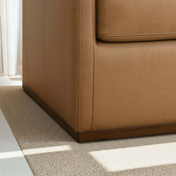 Darien Top-Grain Buffalo Leather Chair close-up showcasing sleek design and high-quality leather craftsmanship.