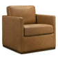 Darien Top-Grain Buffalo Leather Chair showcasing luxurious mid-century design and comfort.