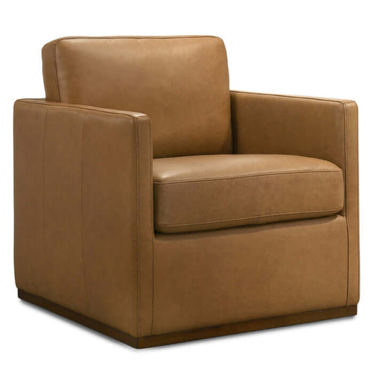 Darien Top-Grain Buffalo Leather Chair showcasing luxurious mid-century design and comfort.