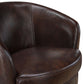 Top-Grain Leather Barrel Swivel Chair – Modern Luxury 360° Accent Chair (3 Colors) brown leather close-up