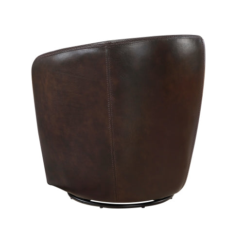 Top-Grain Leather Barrel Swivel Chair