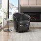 Top-Grain Leather Barrel Swivel Chair – Modern Luxury 360° Accent Chair (3 Colors) in a contemporary living room setting.