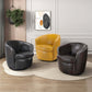 Top-Grain Leather Barrel Swivel Chair – Modern Luxury 360° Accent Chair (3 Colors) in a stylish living room setting.