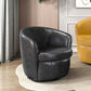 Top-Grain Leather Barrel Swivel Chair – Modern Luxury 360° Accent Chair (3 Colors) in dark gray leather.
