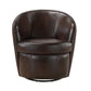 Top-Grain Leather Barrel Swivel Chair – Modern Luxury 360° Accent Chair (3 Colors) in rich brown leather.