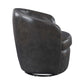 Top-Grain Leather Barrel Swivel Chair – Modern Luxury 360° Accent Chair (3 Colors) in dark leather finish, showcasing sleek design.